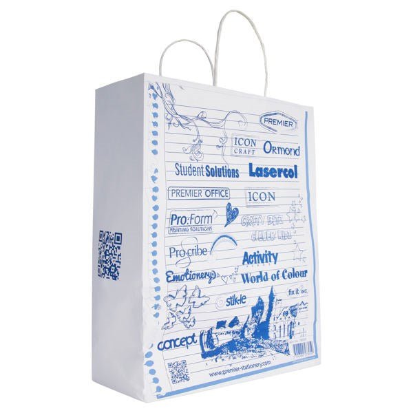 Kraft Party Bags with Handle Pack of 25 - White - ABC School Supplies