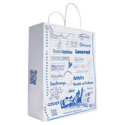 Kraft Party Bags with Handle Pack of 25 - White - ABC School Supplies