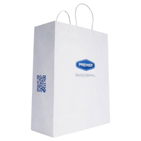 Kraft Party Bags with Handle Pack of 25 - White - ABC School Supplies