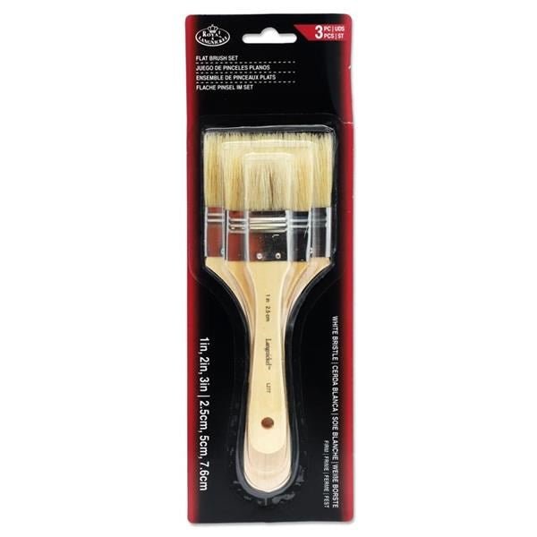 **Large Area Flat Brush Set White Bristle - ABC School Supplies