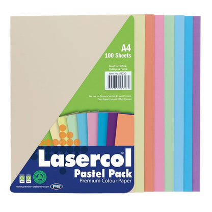 Lasercol A4 Activity Paper Assorted Pastel Colours (Pack Of 100 Sheets) - ABC School Supplies