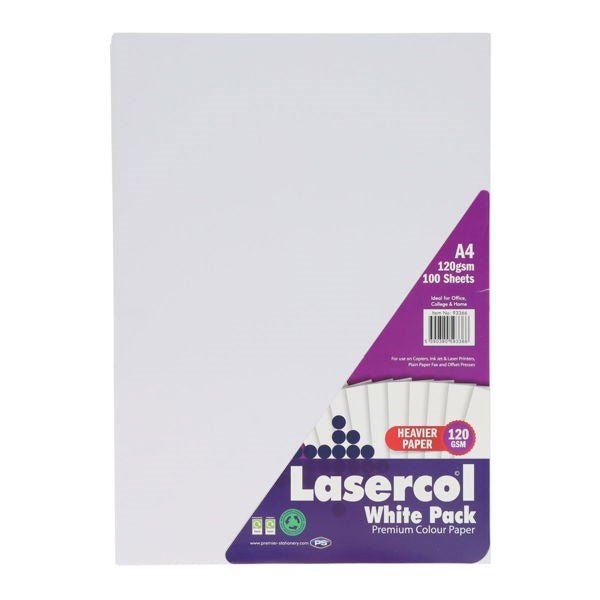 Lasercol A4 White Paper 120Gms (Pack Of 100 Sheets) - ABC School Supplies