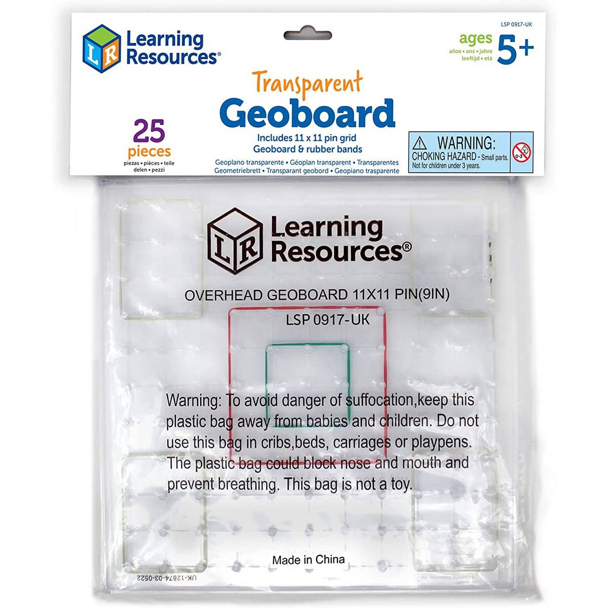 Learning Resources 11 X 11 Pin Transparent Geoboard - ABC School Supplies