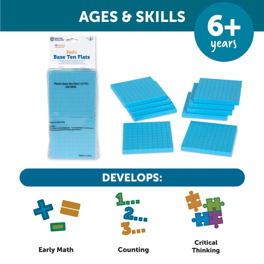 Learning Resources Base Ten Flats Plastic (Set Of 10) - ABC School Supplies
