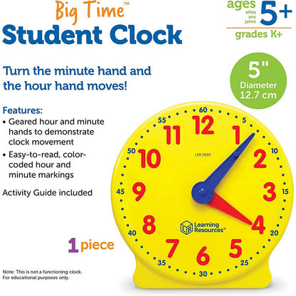 Learning Resources Big Time® Learning Clocks® Student Clock - ABC School Supplies