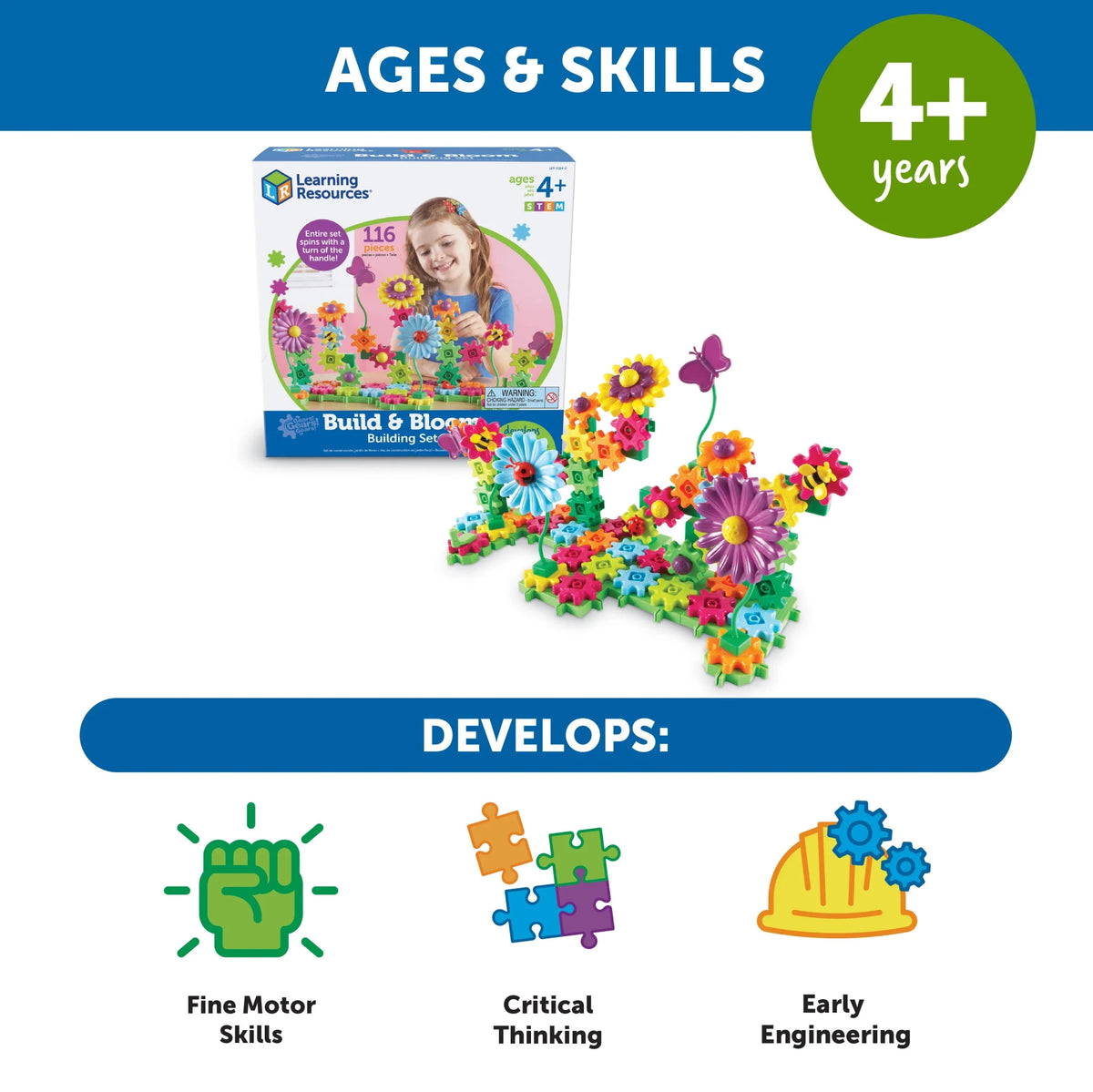 Learning Resources Gears! Gears! Gears!® Build & Bloom Building Set - ABC School Supplies