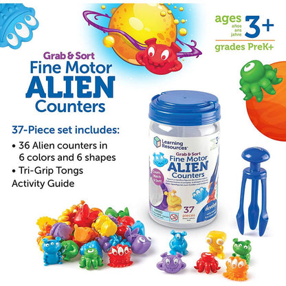 Learning Resources Grab & Sort Fine Motor Alien Counters - ABC School Supplies