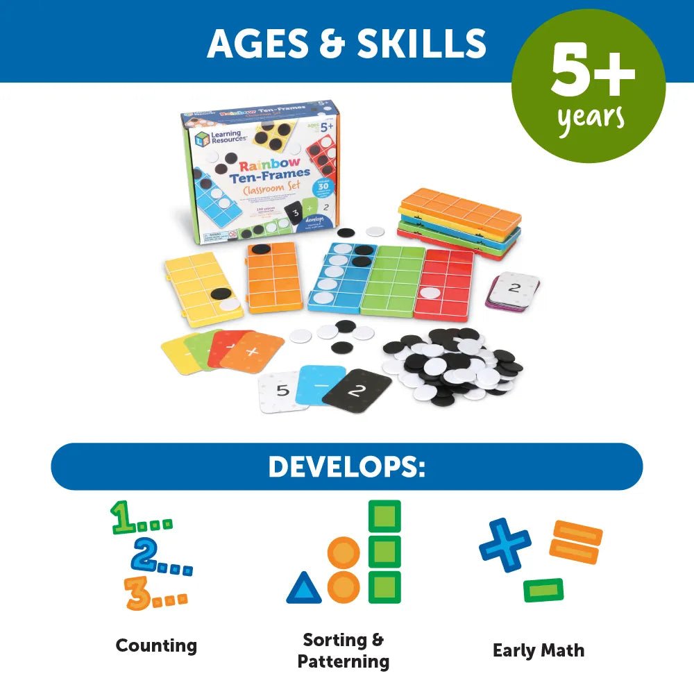 Learning Resources Rainbow Ten Frames Classroom Set - ABC School Supplies