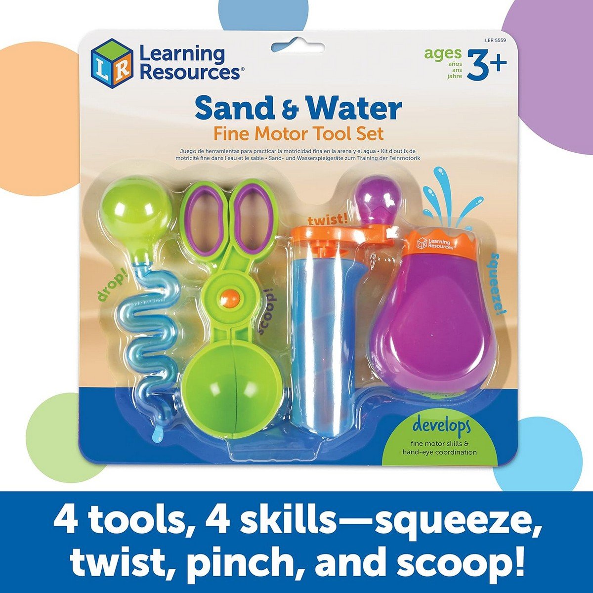 Learning Resources Sand & Water Fine Motor Tool Set - ABC School Supplies