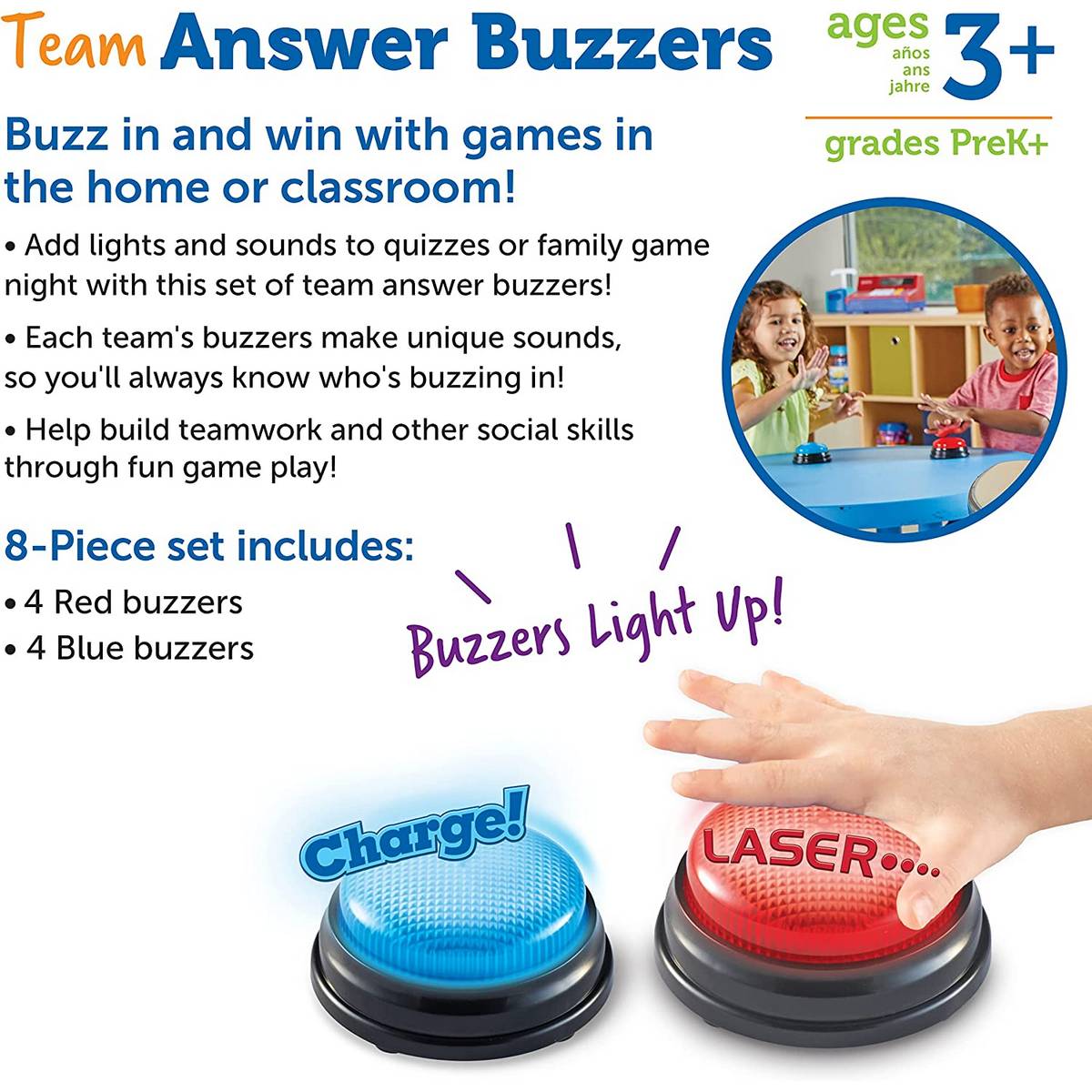 Learning Resources Team Answer Buzzers Set of 8 - ABC School Supplies