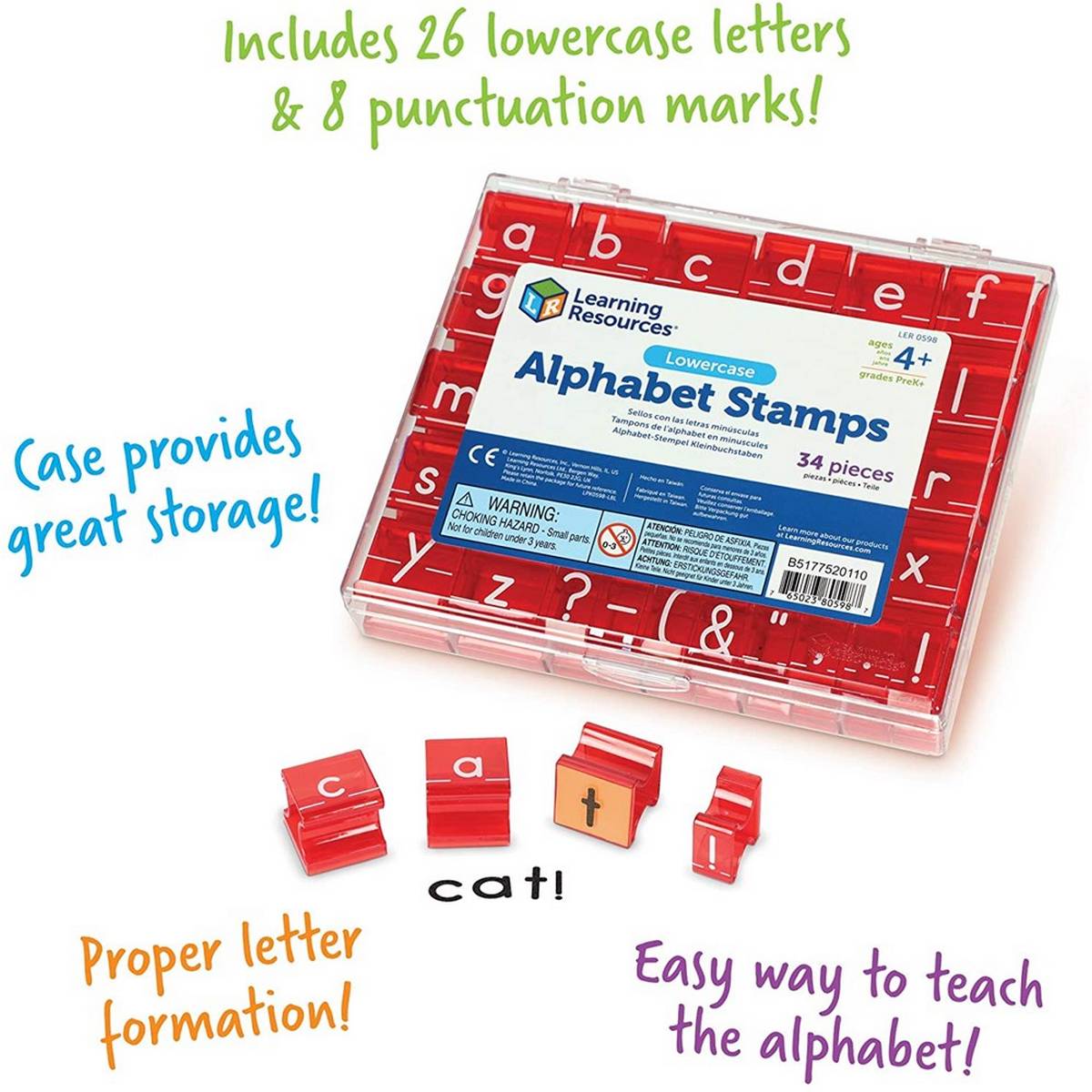 Learning Resources Uppercase Alphabet Stamps Set - ABC School Supplies