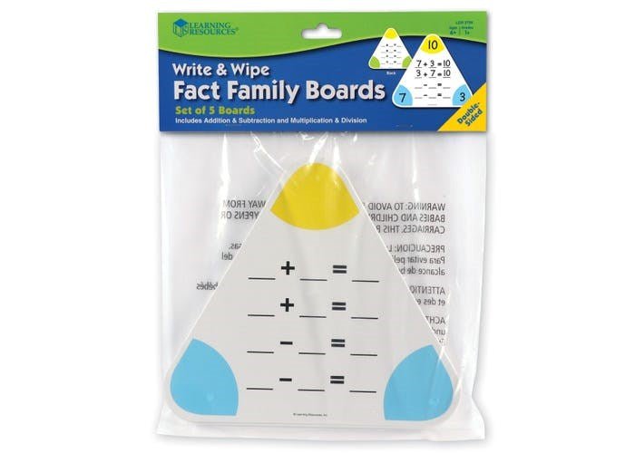 **Learning Resources Write & Wipe Fact Family Boards (Set Of 5) - ABC School Supplies