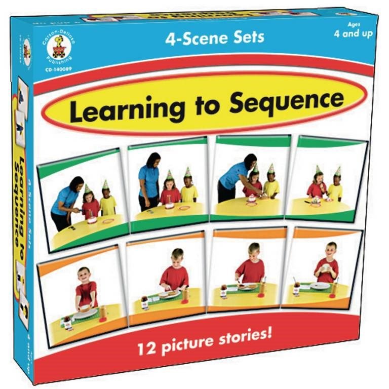**Learning To Sequence 6 Scene Set - ABC School Supplies