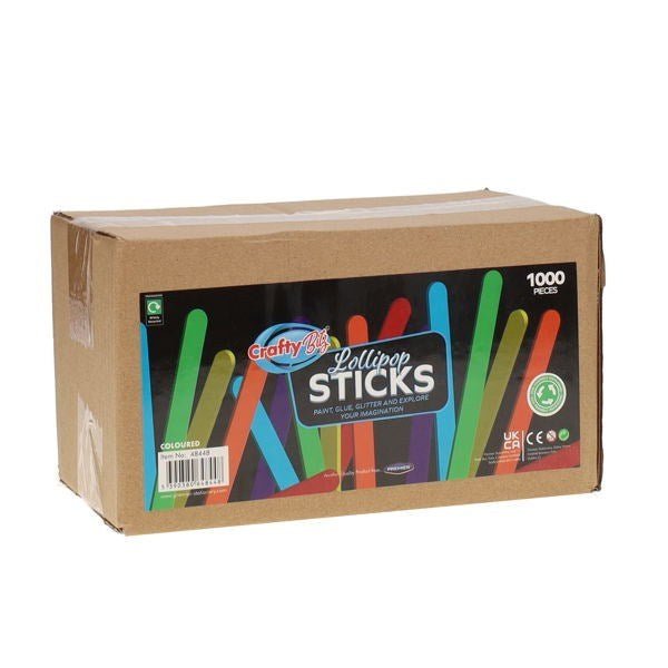 Lollipop Sticks Coloured Pack of 1000 - ABC School Supplies