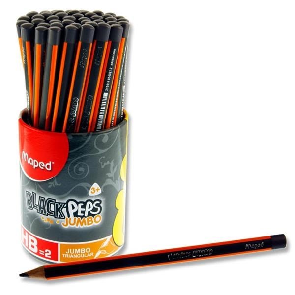 Maped Black Peps Jumbo Triangular Pencil - Hb Tub Of 46 - ABC School Supplies