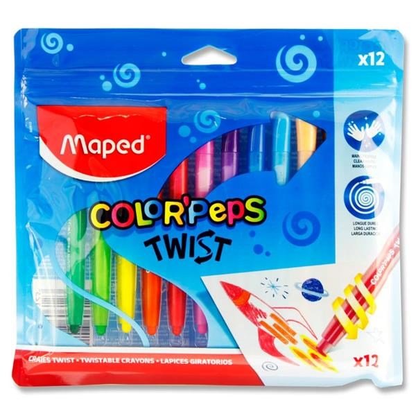 Maped Color'Peps Twist Twistable Crayons Pack Of 12 - ABC School Supplies