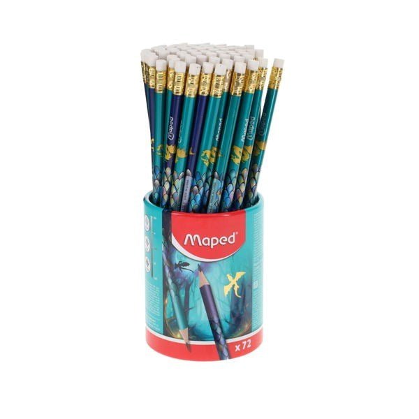 Maped Dragon HB Rubber Tipped Pencils Tub of 72 - ABC School Supplies