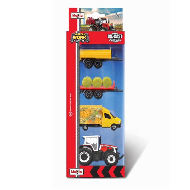 Mini Working Machines - 4 Pack Of Tractors Massey Fergusson - ABC School Supplies