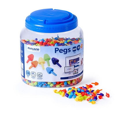 Miniland Pegs 10 Mm (2600 Pieces) - Bright Colours - ABC School Supplies