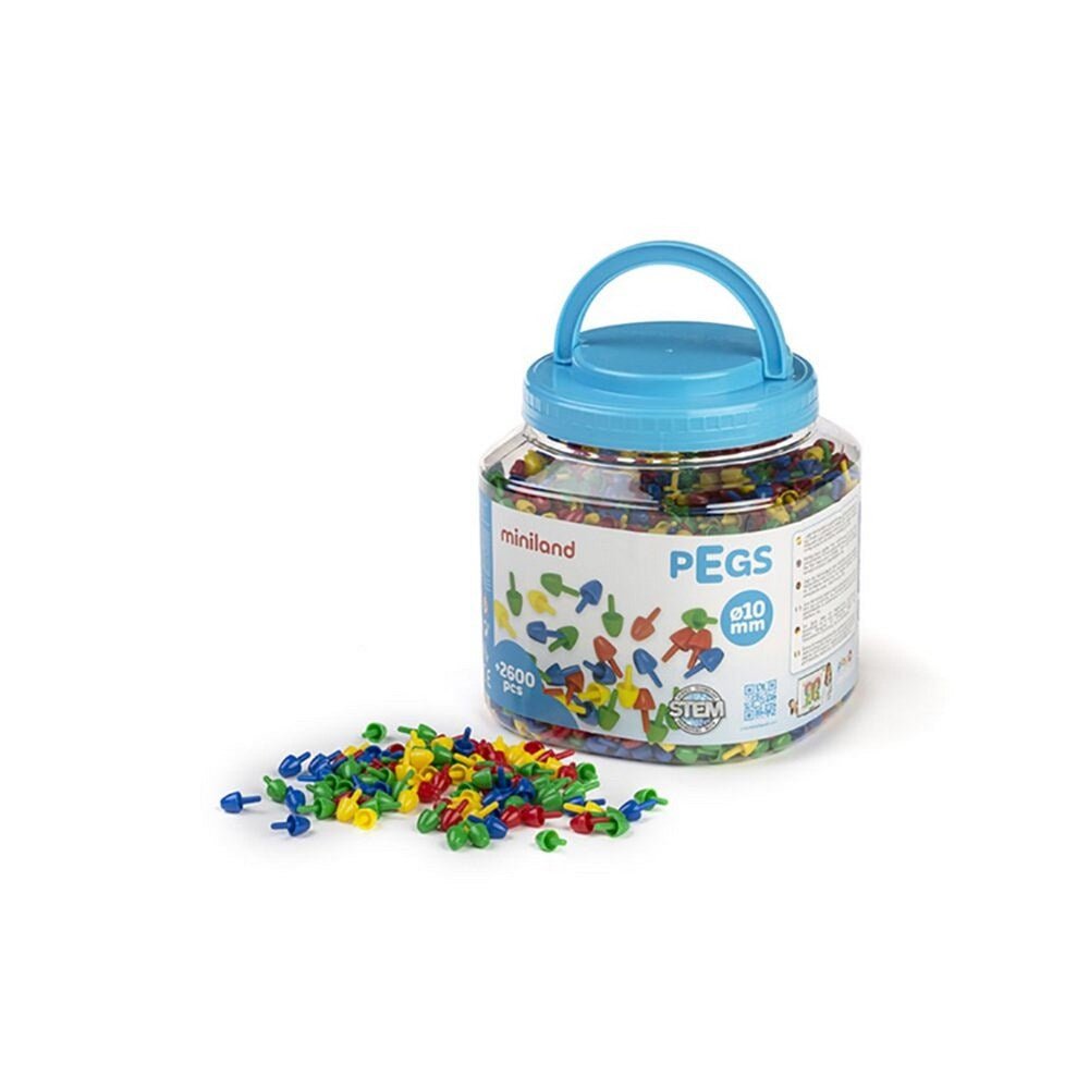 Miniland Pegs 10 Mm (2600 Pieces) - Primary Colors - ABC School Supplies