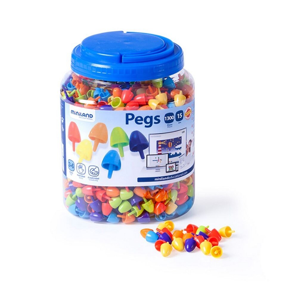 Miniland Pegs 15 Mm (1300 Pieces) - Bright Colours - ABC School Supplies