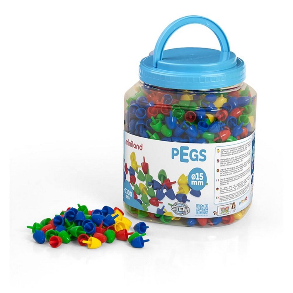 Miniland Pegs 15 Mm (1300 Pieces) - Primary Colours - ABC School Supplies