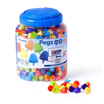 Miniland Pegs 20 Mm (650 Pieces) - Bright Colours - ABC School Supplies