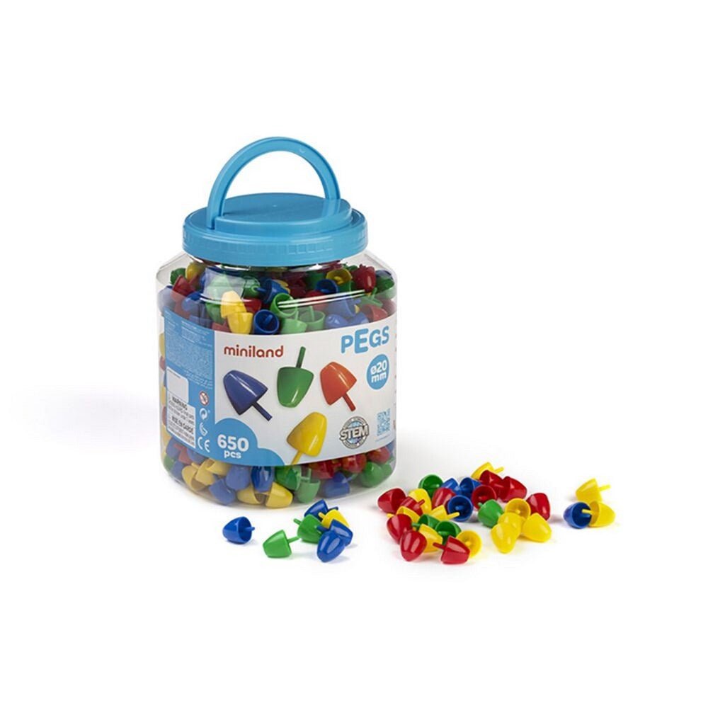 Miniland Pegs 20 Mm (650 Pieces) - Primary Colours - ABC School Supplies