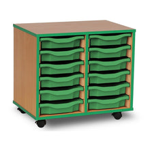 Monarch 12 Tray Single Tray Storage Unit with Green Coloured Edges - ABC School Supplies