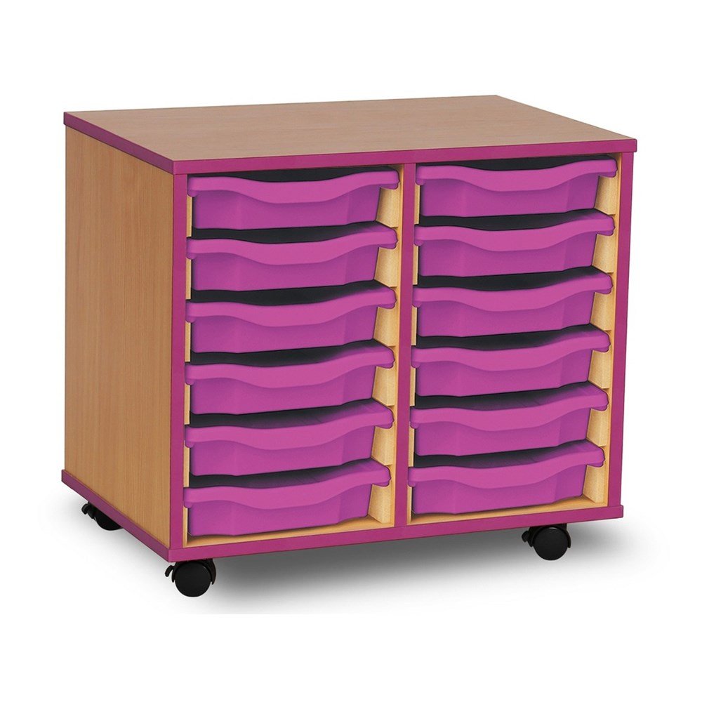 Monarch 12 Tray Single Tray Storage Unit with Purple Coloured Edges - ABC School Supplies