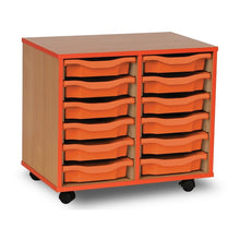 Monarch 12 Tray Single Tray Storage Unit with Tangerine Coloured Edges - ABC School Supplies