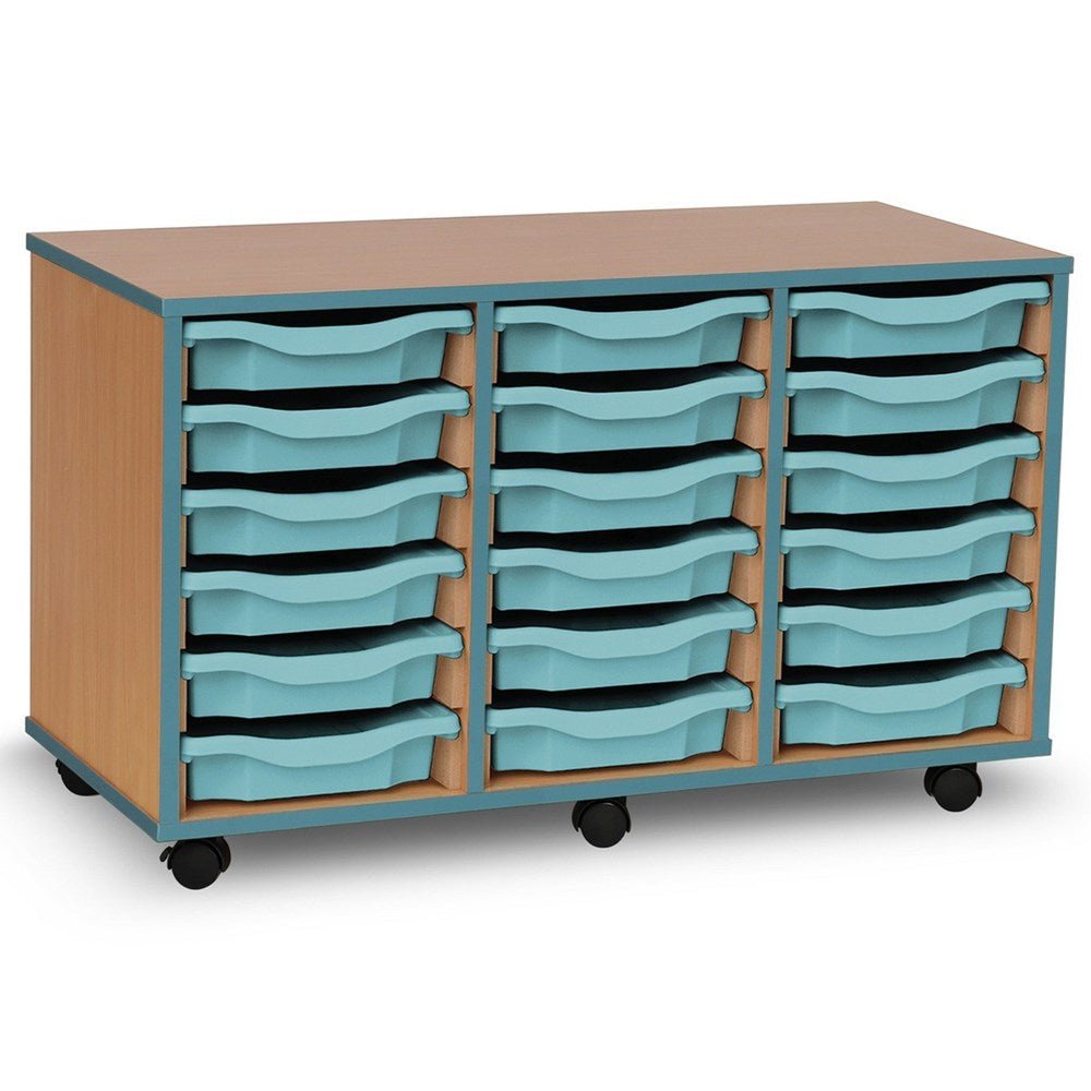 Monarch 18 Tray Single Tray Storage Unit with Steel Blue Coloured Edges - ABC School Supplies
