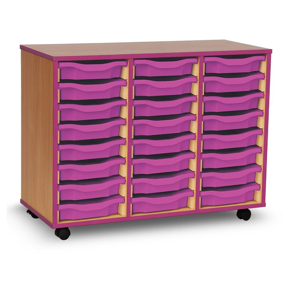 Monarch 24 Tray Single Tray Storage Unit with Purple Coloured Edges - ABC School Supplies