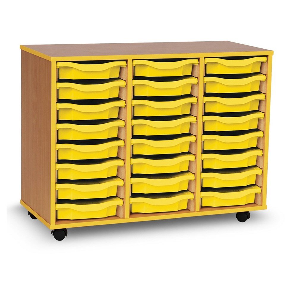 Monarch 24 Tray Single Tray Storage Unit with Yellow Coloured Edges - ABC School Supplies