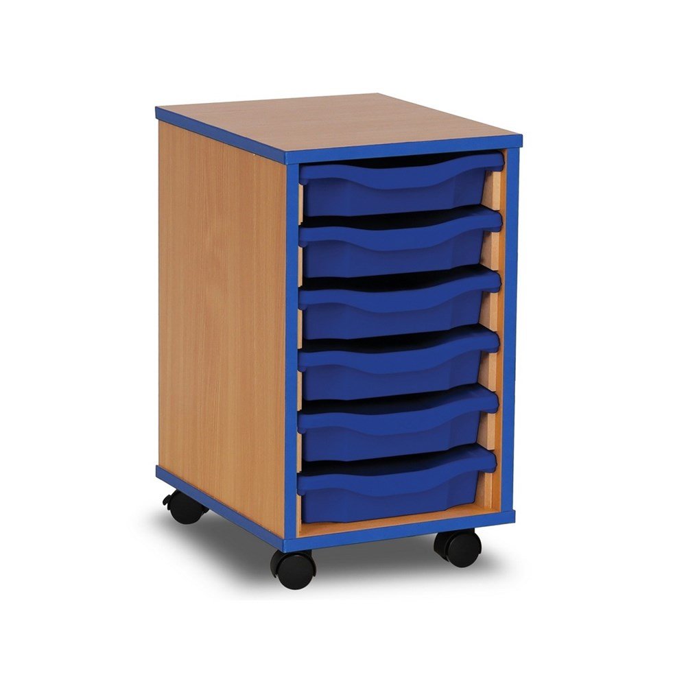 Monarch 6 Tray Single Tray Storage Unit with Blue Coloured Edges - ABC School Supplies