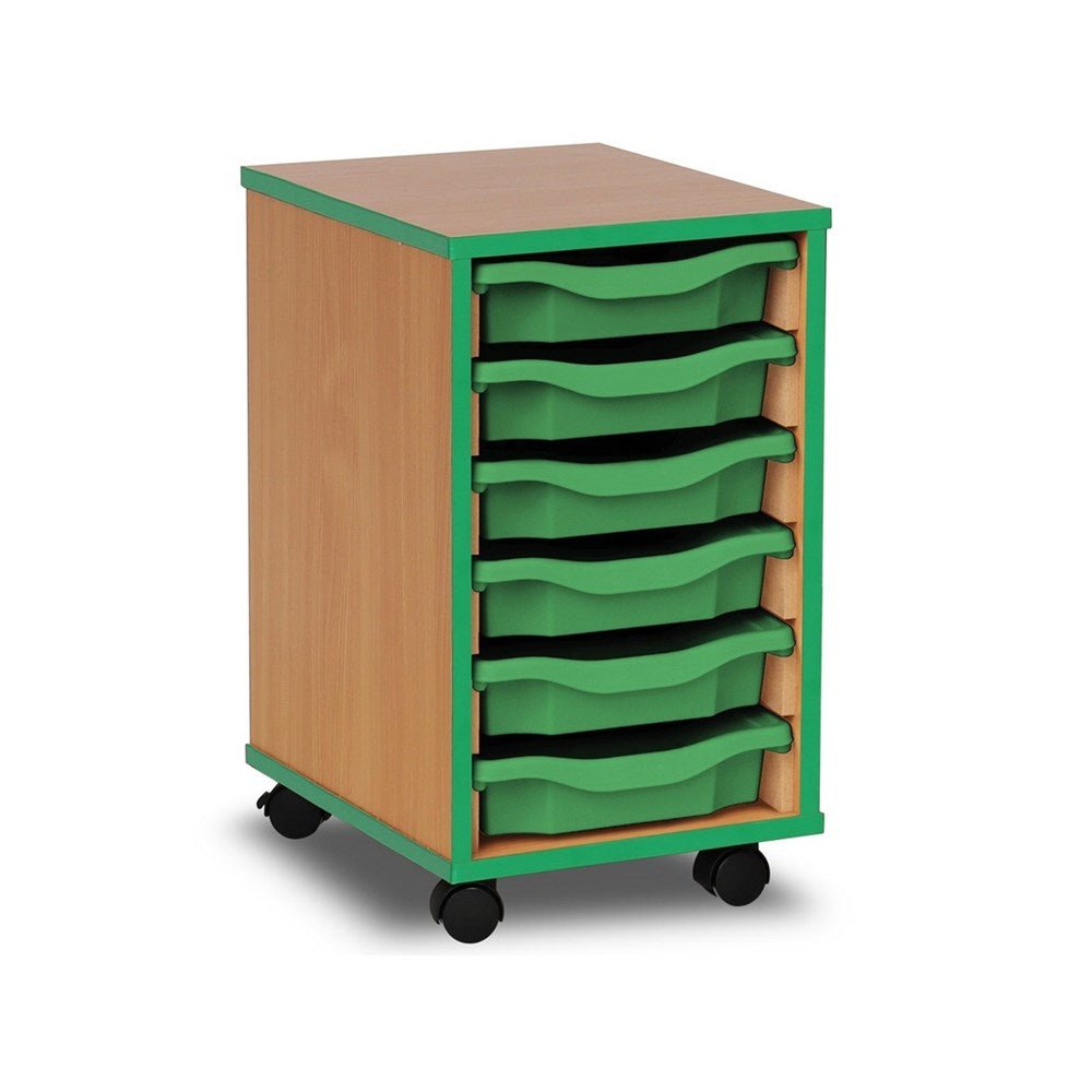 Monarch 6 Tray Single Tray Storage Unit with Green Coloured Edges - ABC School Supplies