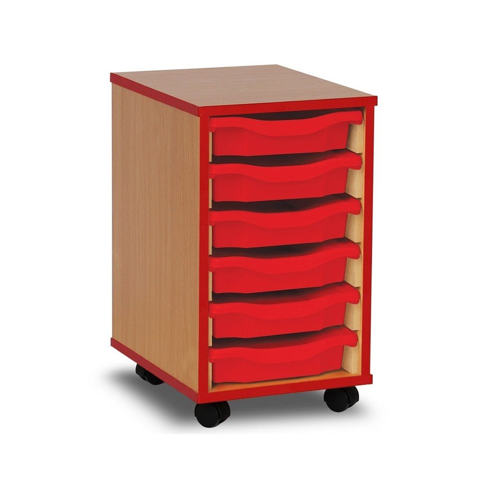 Monarch 6 Tray Single Tray Storage Unit with Red Coloured Edges - ABC School Supplies