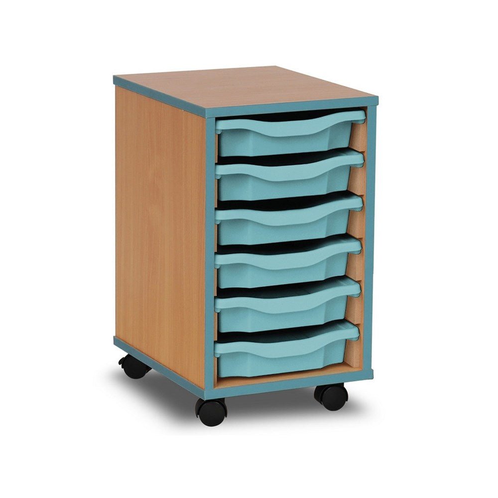 Monarch 6 Tray Single Tray Storage Unit with Steel Blue Coloured Edges - ABC School Supplies