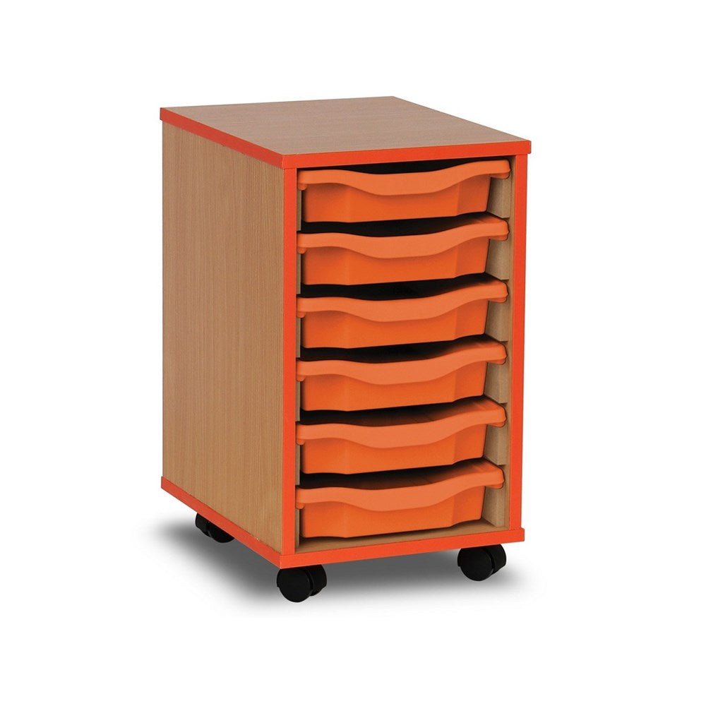 Monarch 6 Tray Single Tray Storage Unit with Tangerine Coloured Edges - ABC School Supplies