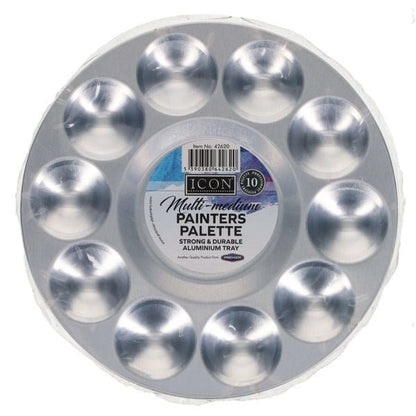 Multi - Medium Painters Palette - Aluminum Tray 10 Wells - ABC School Supplies