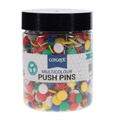 Multicolour Push Pins Tub of 1000 - ABC School Supplies