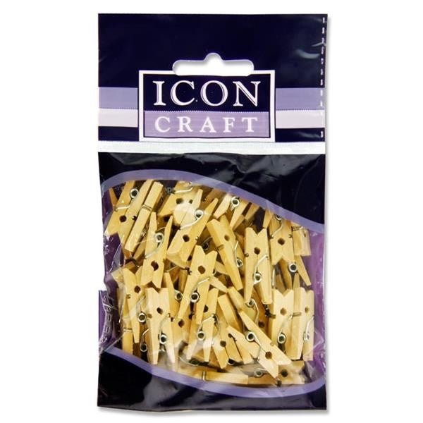 Natural Mini Wooden Craft Pegs Pack of 50 - ABC School Supplies
