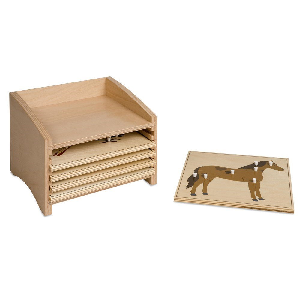 **Nienhuis Montessori Animal Puzzle Cabinet: Five Compartments - ABC School Supplies