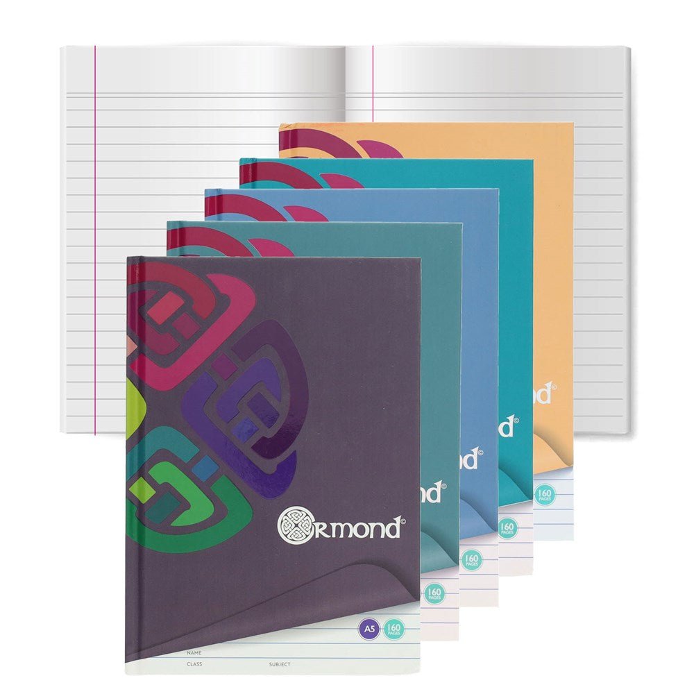 Ormond A5 160pg Hardcover Notebook Pack of 5 - ABC School Supplies