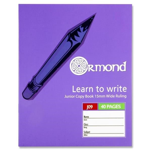 Ormond J09 15mm Wide Ruling 40 Page Junior Copy Book - Pack Of 20 - ABC School Supplies