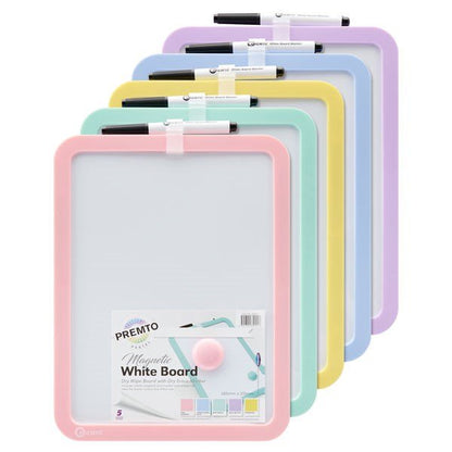 Pastel Magnetic Dry Wipe Whiteboards Pack Of 5 - ABC School Supplies