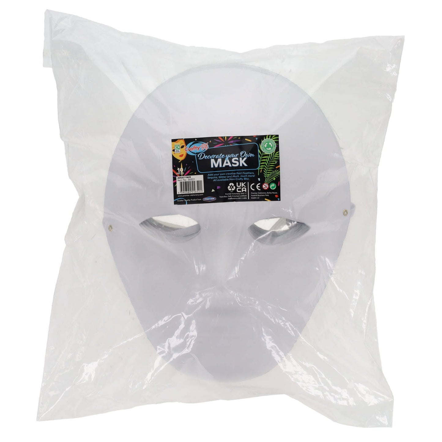 Plastic White Adult Face Masks Pack of 10 - ABC School Supplies