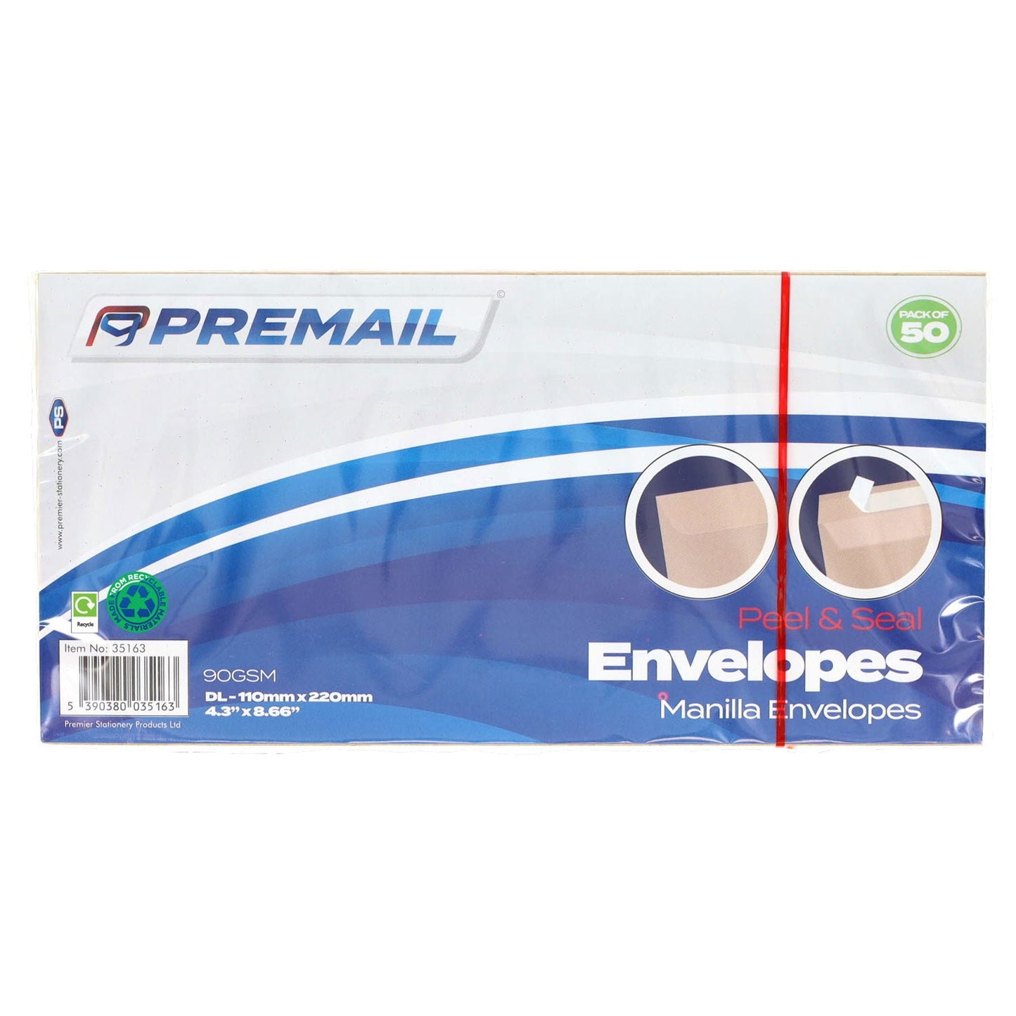 Premail Peel & Seal Dl Envelopes Pack Of 50 - Manilla - ABC School Supplies
