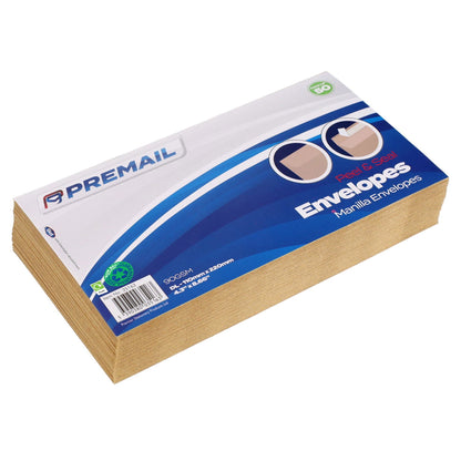 Premail Peel & Seal Dl Envelopes Pack Of 50 - Manilla - ABC School Supplies