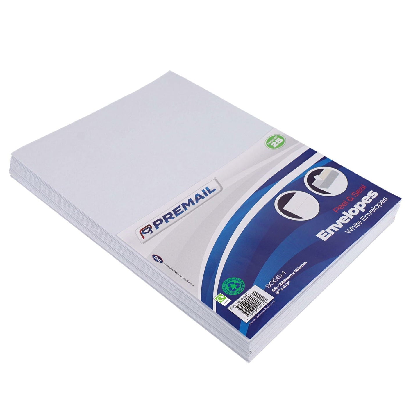 Premail Pkt.25 C5 Peel & Seal Envelopes - White - ABC School Supplies